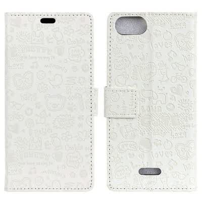MOONCASE Wiko Tommy3 Plus Little Witch Leather Case - White